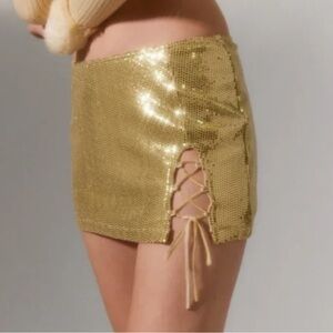 Urban Outfitters Gold Sequin mini skirt XL